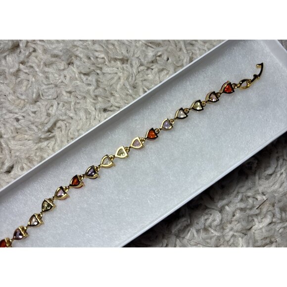 Round Cut Lab-Created Multi Stone Tennis Bracelet 14K Yellow Gold Plated 8in - Picture 7 of 10